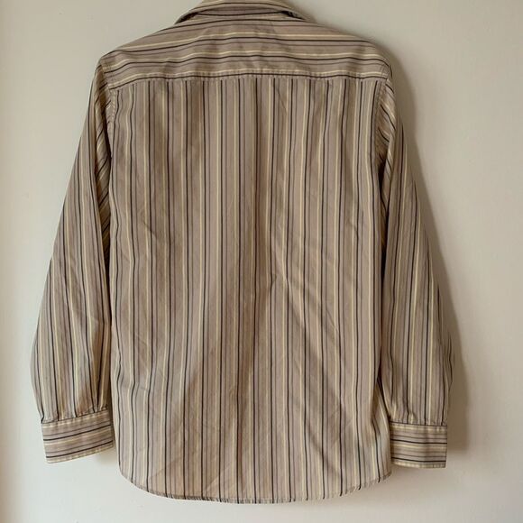 J. Ferrar beige striped long-sleeved shirt, great condition, beautiful, Small - Picture 7 of 8